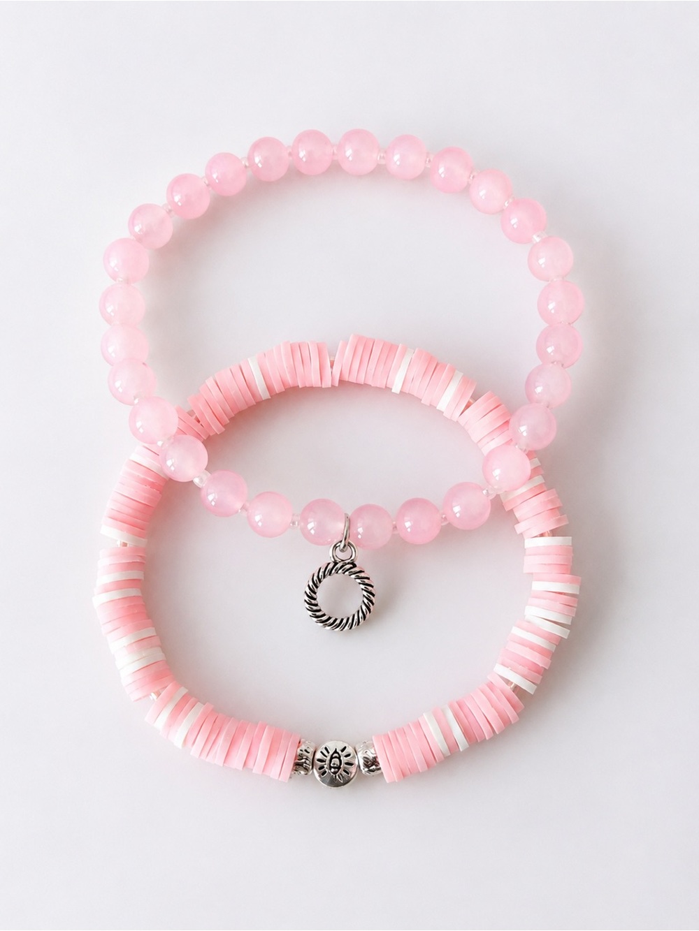 Pastel Rose Quartz Inspired Bracelet 9”
